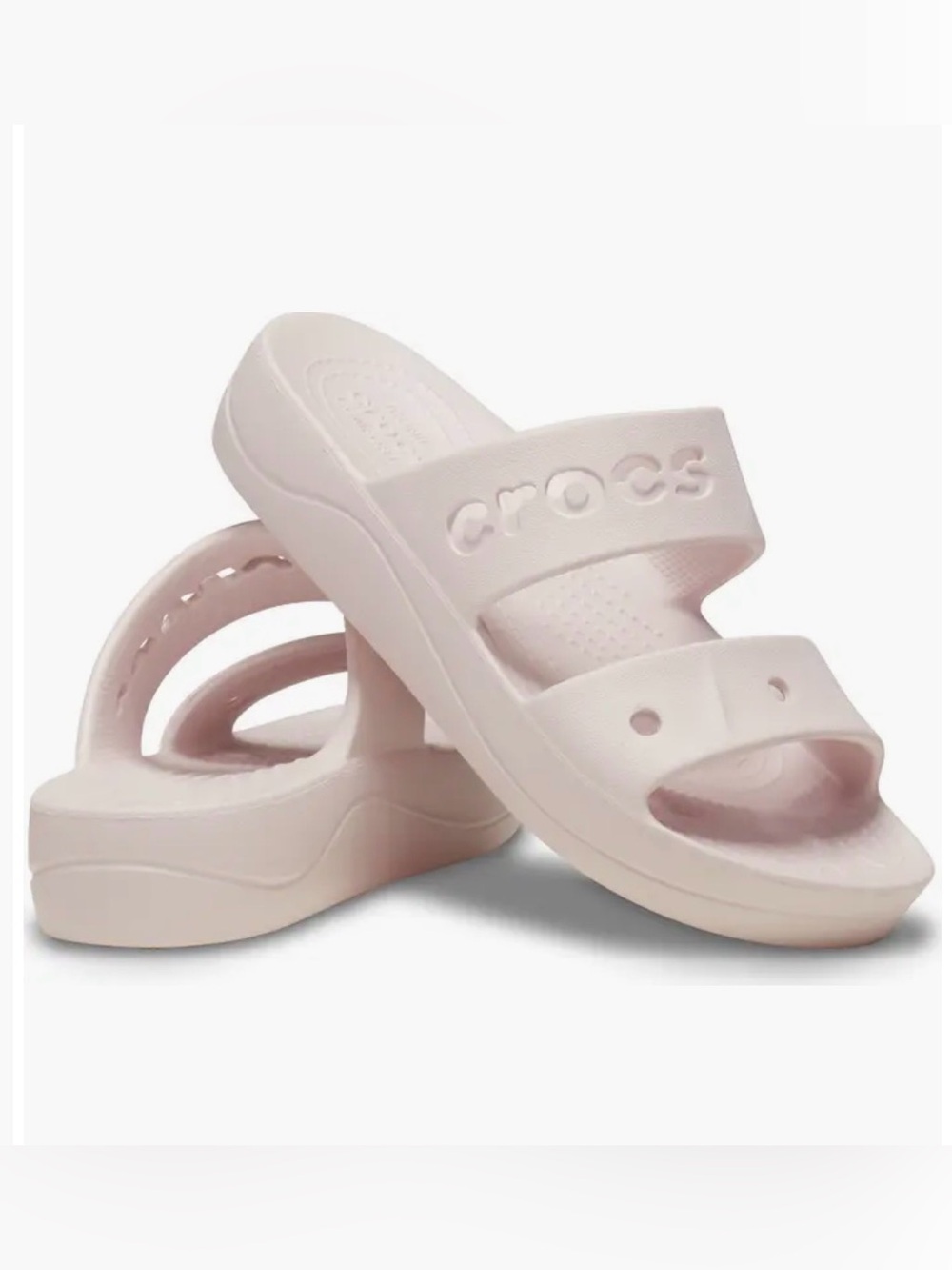 CROCS COMFORT TWO STRAP BAYA PLATFORM SANDAL IN BARELY PINK SIZE 8